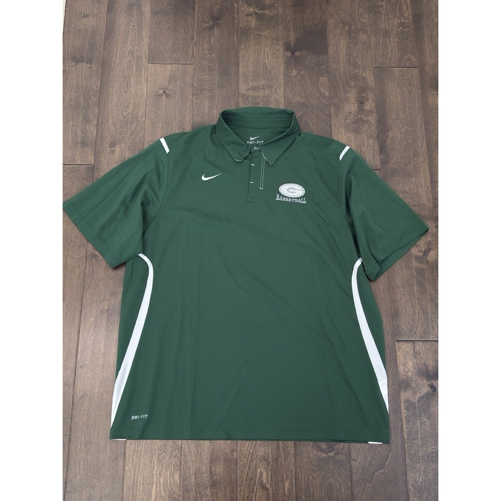 Nike Shirt Men's XL Green Team Issued Polo Preppy Georgia Basketball Dri-fit